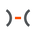 Icon with a orange dash between two gray parentheses on a black background